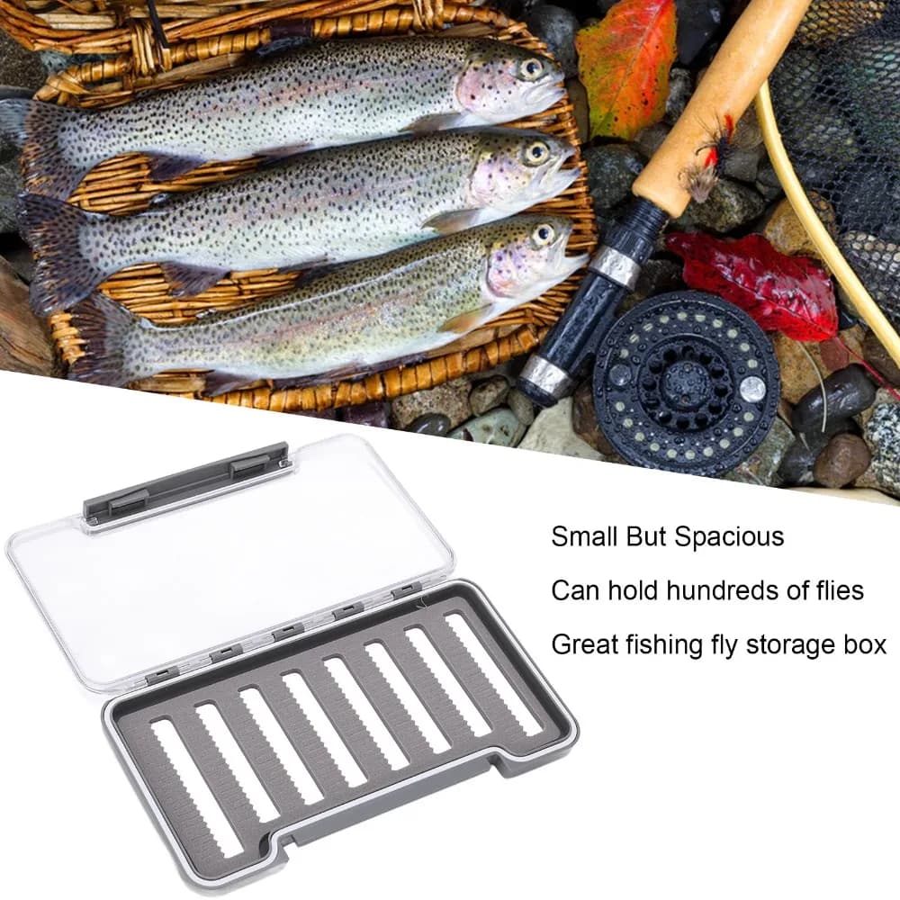 Scatola Portatile Impermeabile per Pesca a Mosca, Leggera Scatola in Schiuma per Attrezzatura da Pesca, Contenitore Trasparente in ABS per Esche e Accessori