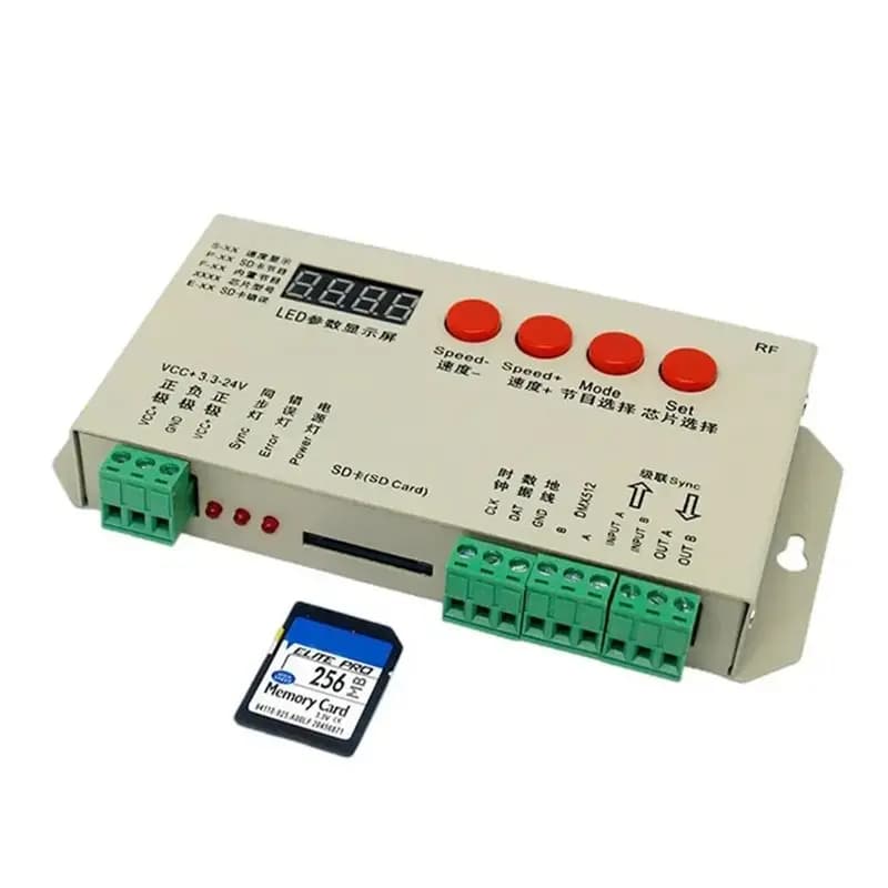 【ORNAMENT】Controller programmabile T1000S/K-1000S DC5-24V LED 2048 Pixel per WS2812, per programma WS2811