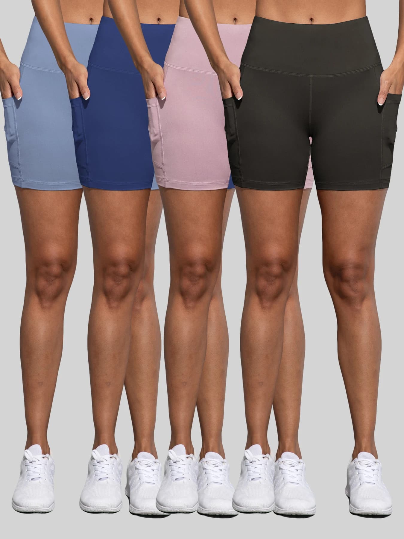 Yoga shorts with double pocket for women Elastic jogging shorts with cycling for lifting the butt in solid color Women sportswear