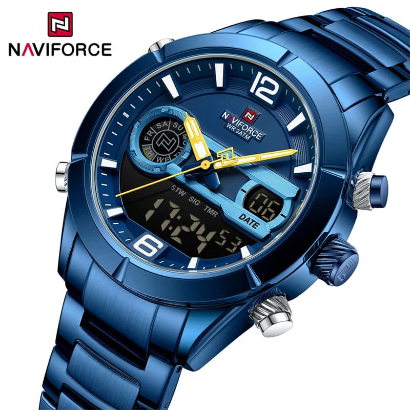 NAVIFORCE Design Waterproof Luxury Men's Watch Sport Calendar Quartz Wrist Watch Double Display Chronograph Reloj Hombre Watch