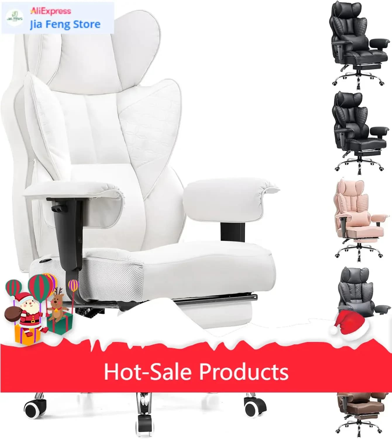 Sedia da Ufficio Ergonomica 400LBS per Persone Alte e Robuste, Sedia da Gaming con Seduta Larga in Pelle, Schienale Alto con Poggiapiedi