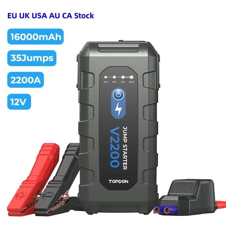TOPDON USA Canda Europe Stock V2200 2200A 12V 16000mAH Portable Jump Pack Battery Power Bank Auto Trucks Car BoosterJump Starter