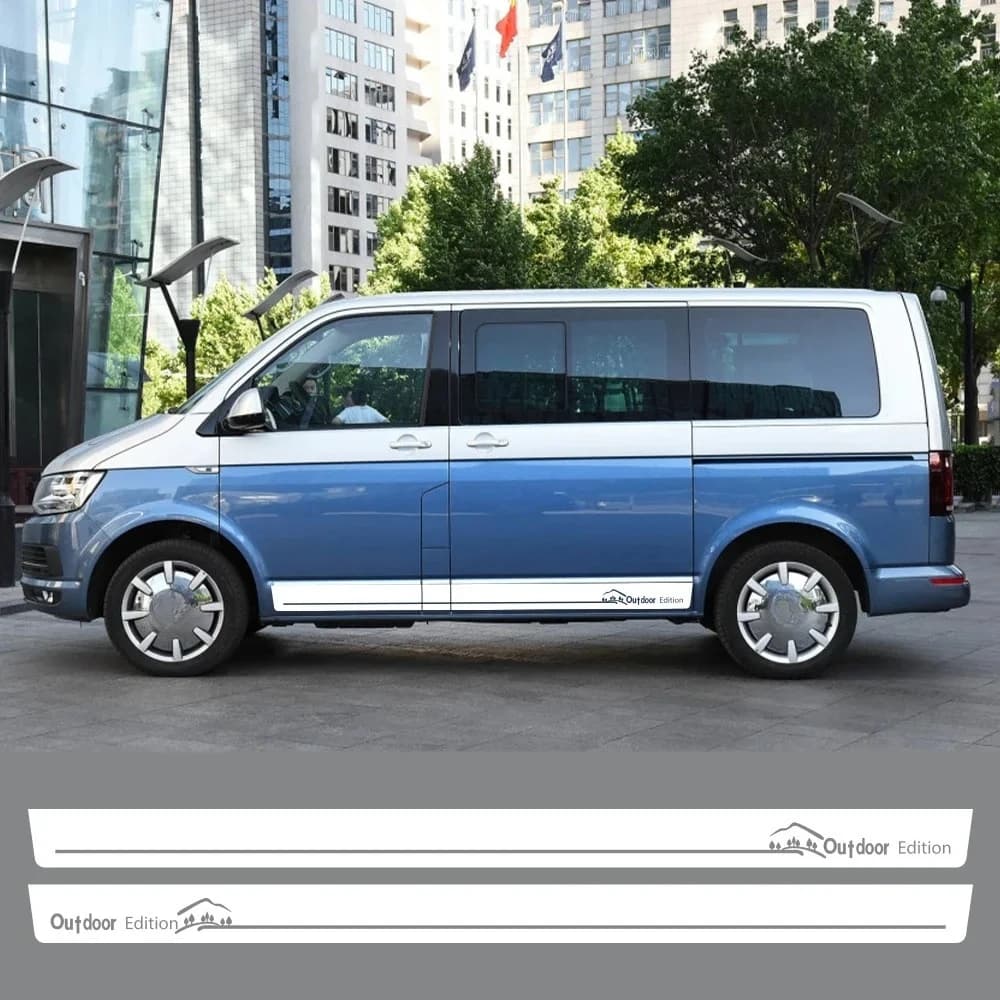 2PCS Car Door Side Stickers For Volkswagen Multivan Transporter Caravelle T5 T6 Vinyl Decals Outdoor Edition Auto Accessories