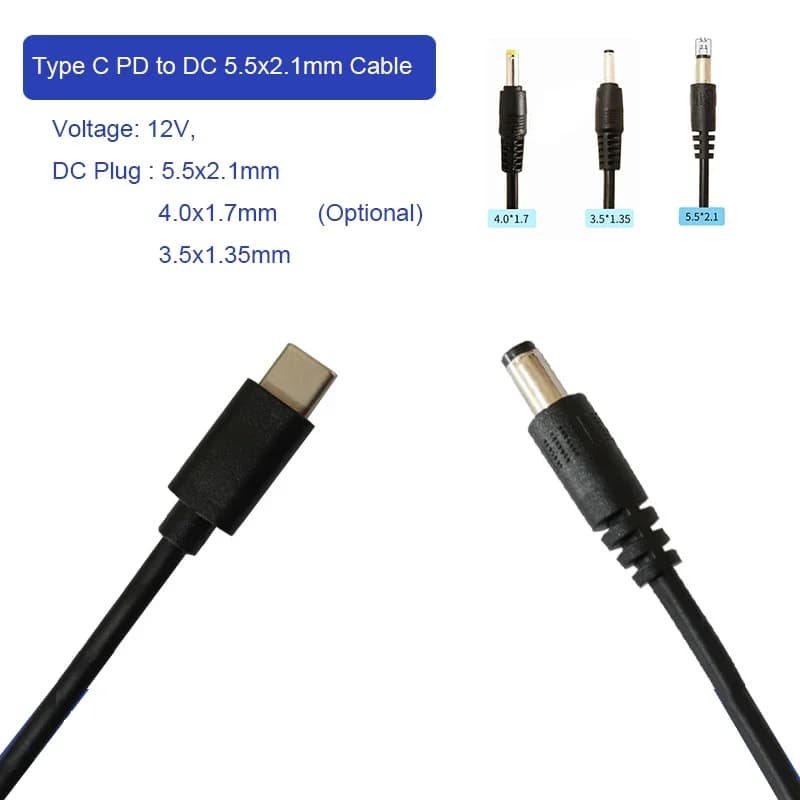 USB tipo C PD a 12V DC 3.5*1.35mm/4.0*1.7mm/5.5*2.1mm cavo di alimentazione per Router Wifi Laptop LED Stripe Light CCTV Camera