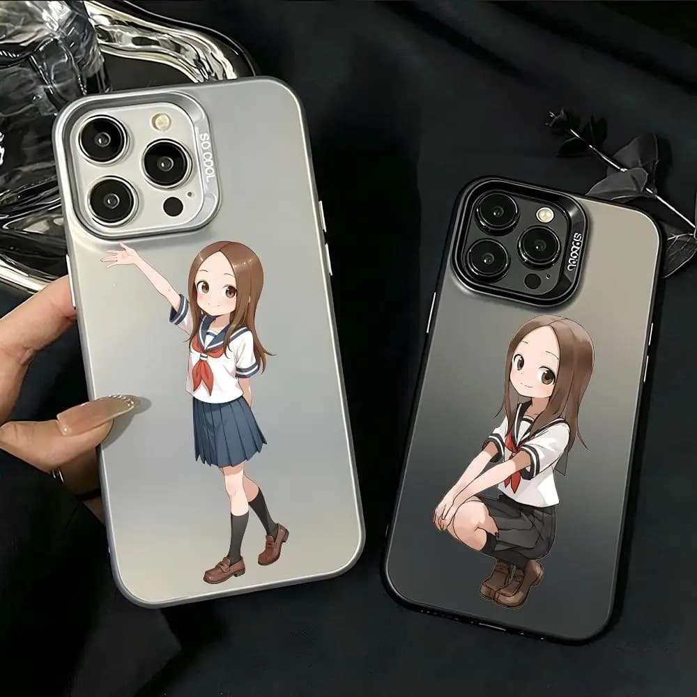 Custodia Premium per iPhone 16/15/14/13/12/17 Pro Max Plus, leggera e anti-caduta. Figura di T-Takagi-san