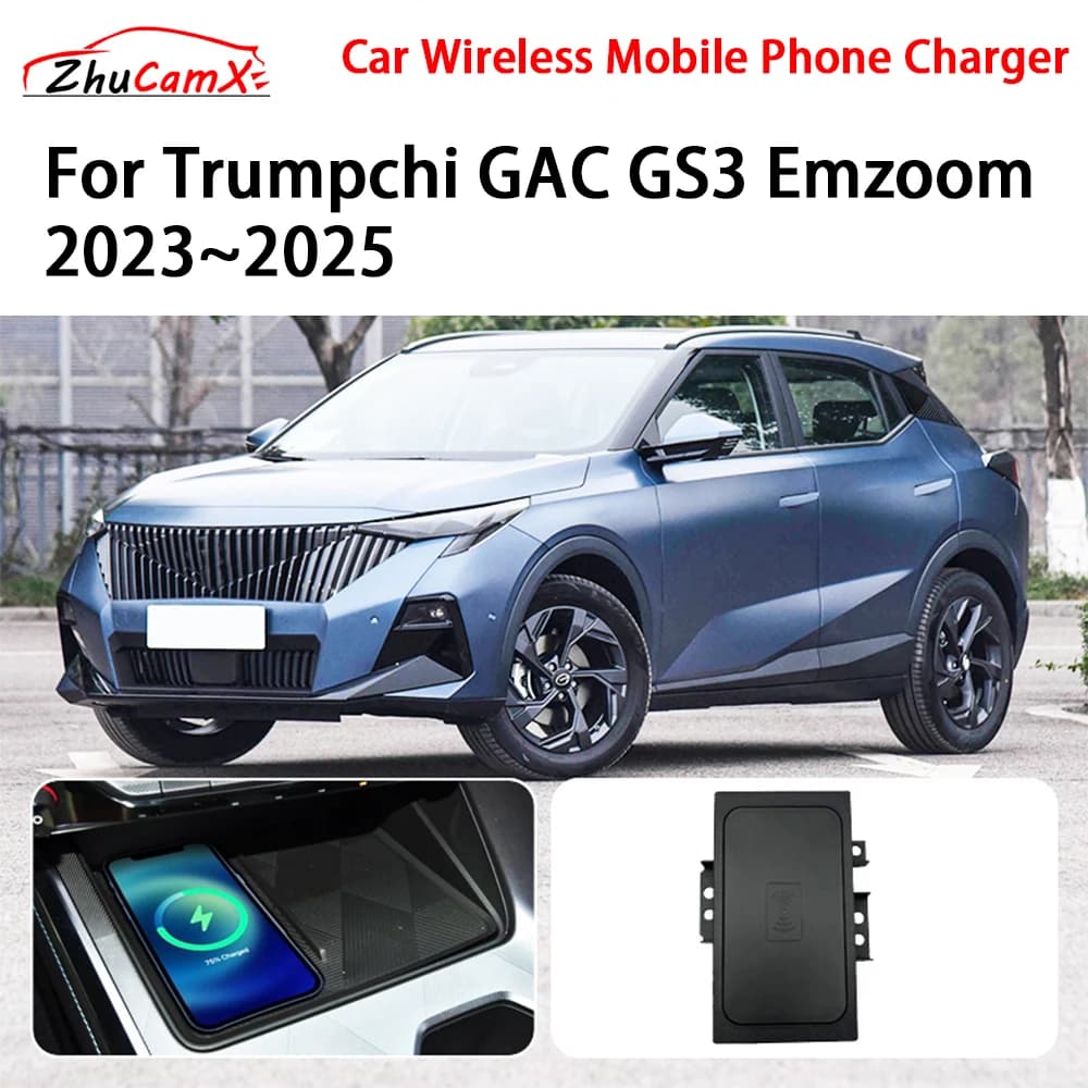 Caricatore per telefono cellulare wireless per auto Console centrale di archiviazione QI 18W iPhone ricarica rapida per Trumpchi GAC GS3 Emzoom 2023-2025