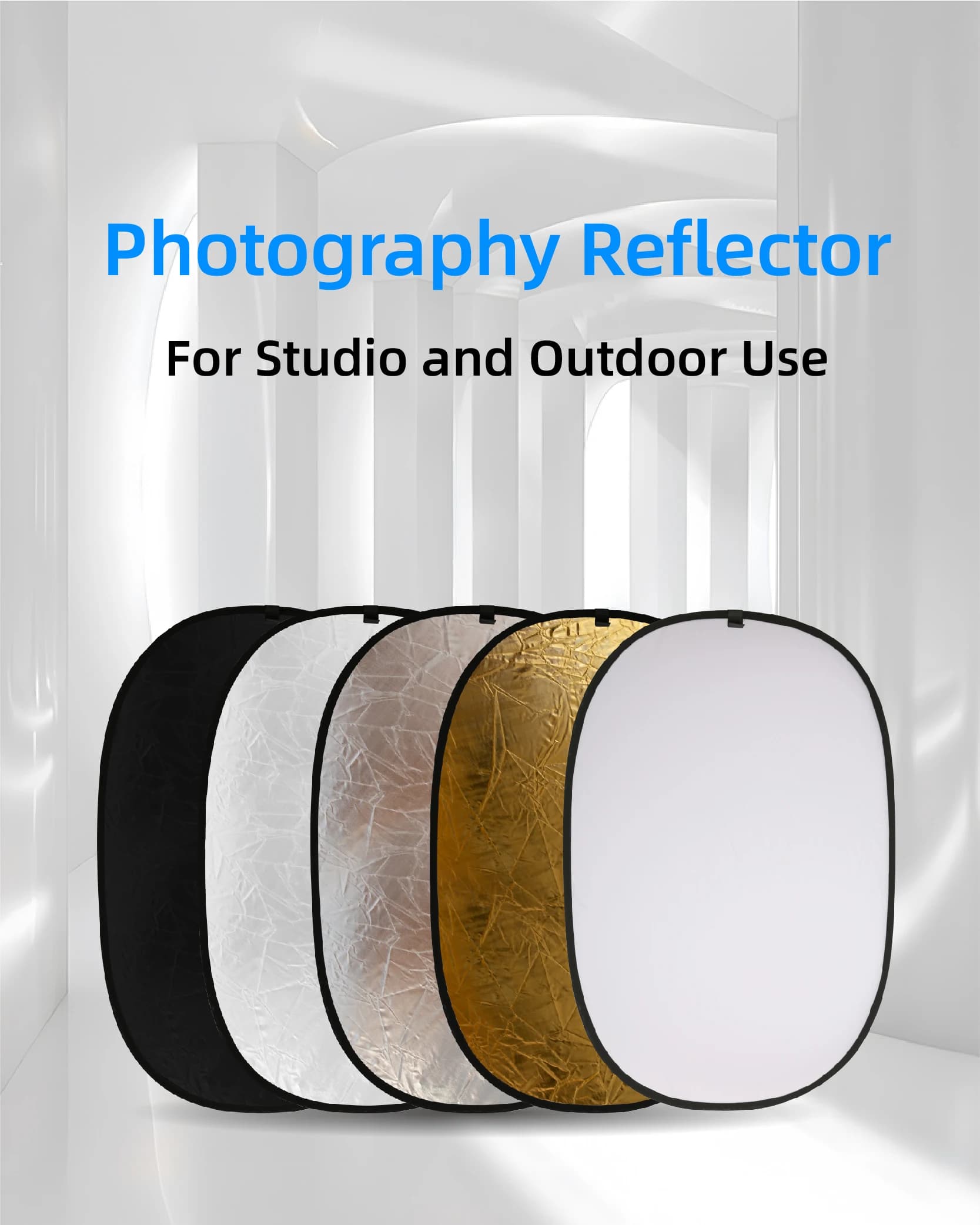 RF02 24 "Reflector 5in1 60X90CM 90X120CM 2in1 Silver White Gold Portable Foldable Light Soft Photography Round for Studio 7in1