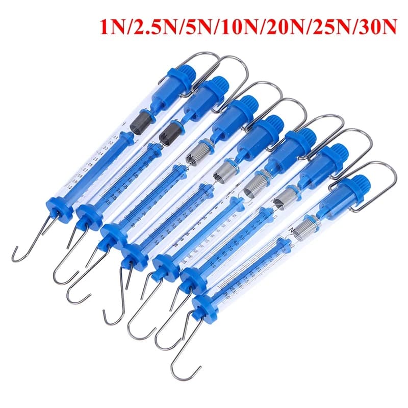 1PC pratico Newtons scala a molla dinamometro tubolare corpo trasparente in plastica facile da appendere per l'aula