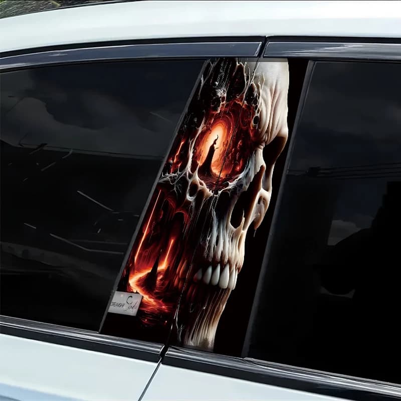 2 Wall decals for Montante B Auto, Design Skeleton and Flame, Material Smooth, Protective Anti-scratch