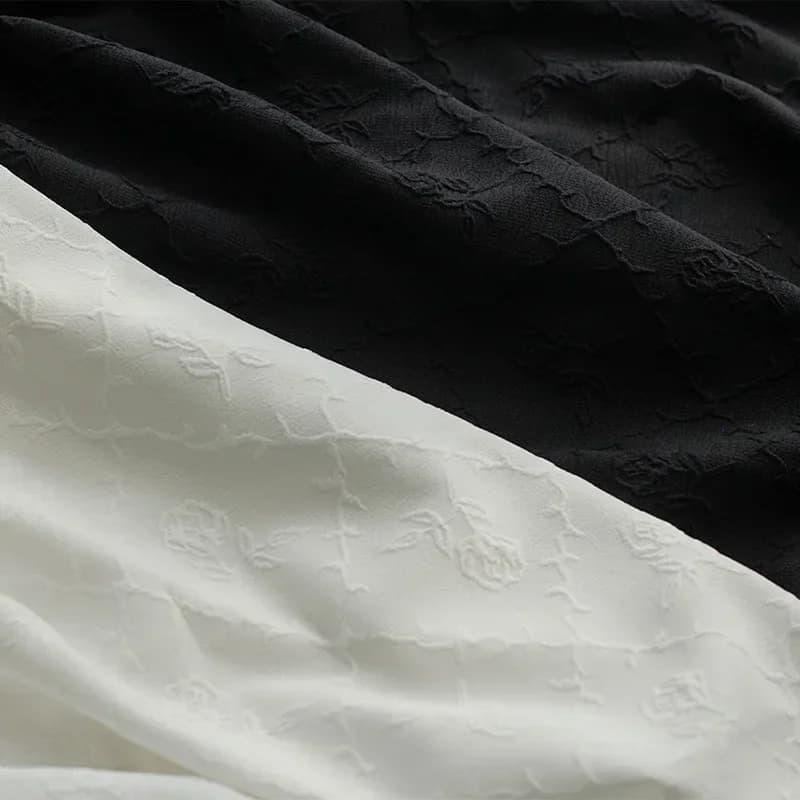 Poliestere Elastico su quattro lati Nero Bianco Rosa Tessuto jacquard Tessuto Tessuto Borsa Abito Cuscino Moda Materiale da cucire Panno al metro