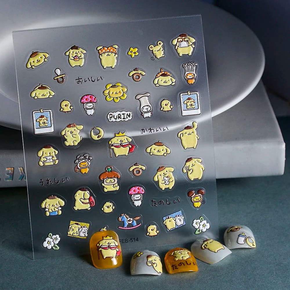 1 Pezzo Adesivi per Unghie 5D Serie Sanrio, Accessori per Nail Art con Motivi Cartoon, Stile Dolce e Kawaii per Uso Quotidiano