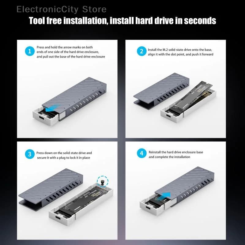 2230/42/60/80 M2 M-Key NVMe SSD M.2 NVMe SSD Adattatore per custodia Custodia in alluminio USB C 3.1 Gen2 10Gbps a NVMe PCIe Scatola esterna