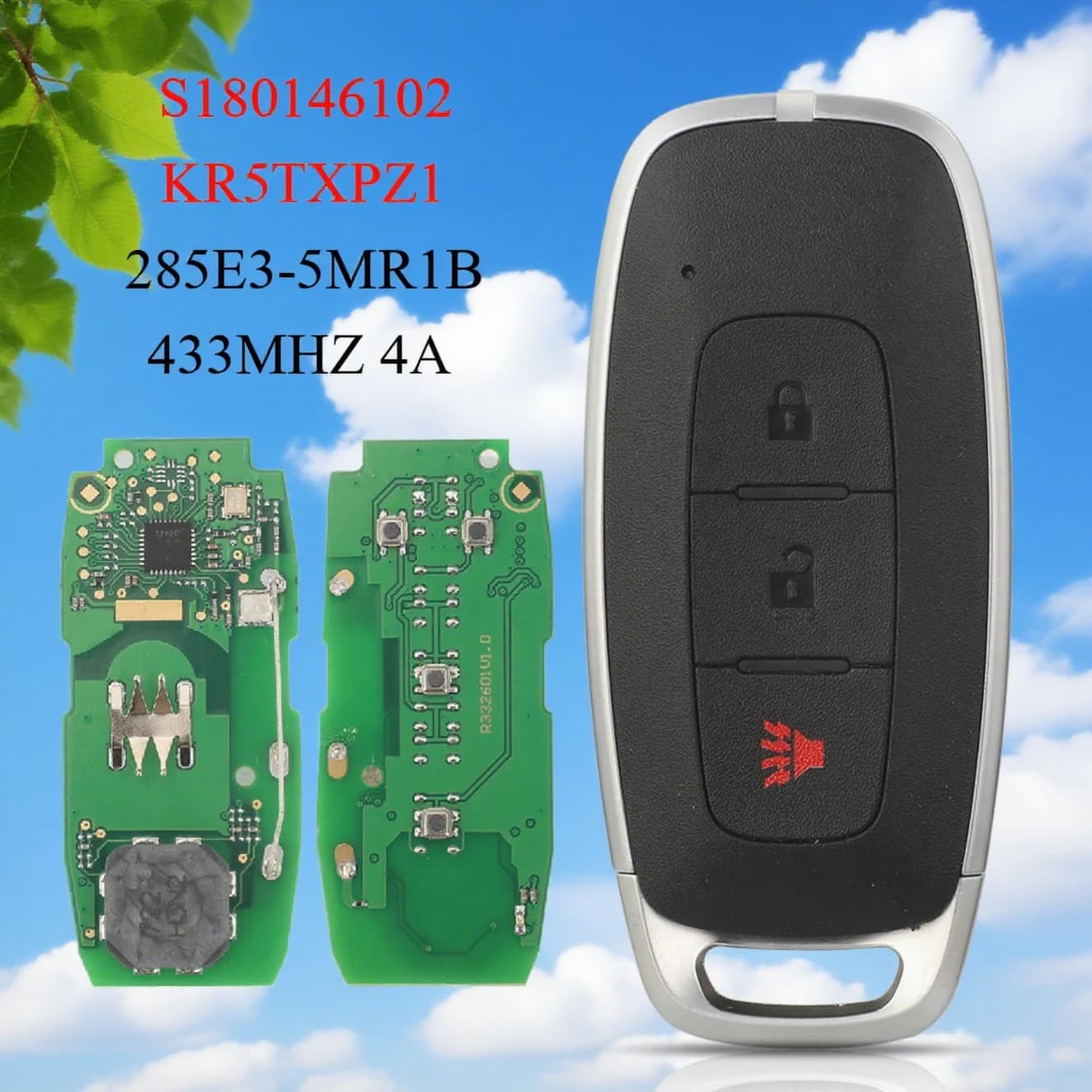 jingyuqin 4A 433MHz 285E3-5MR1B Chiave per auto con telecomando per Nissan Kicks Pathfinder Rogue Qashqai Aryia 2023+ KR5TXPZ1 S180146102