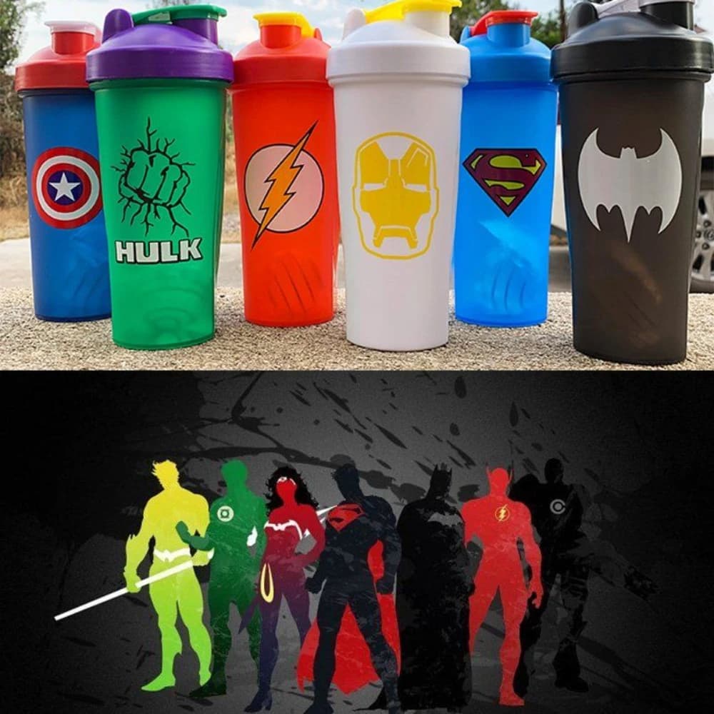 New 600ml Batman Superman Milkshake Cup Home Large Capacity Protein Powder Plastic Cup Gym Sports Water Cup Film Peripheral Gift