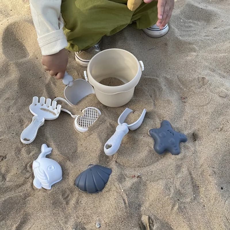 Set di giocattoli da spiaggia per bambini, gioco d'acqua, scavo di sabbia, pala per bambini, rete da pesca, scavo, secchio di sabbia, strumento, giocattoli da mare di 3 anni