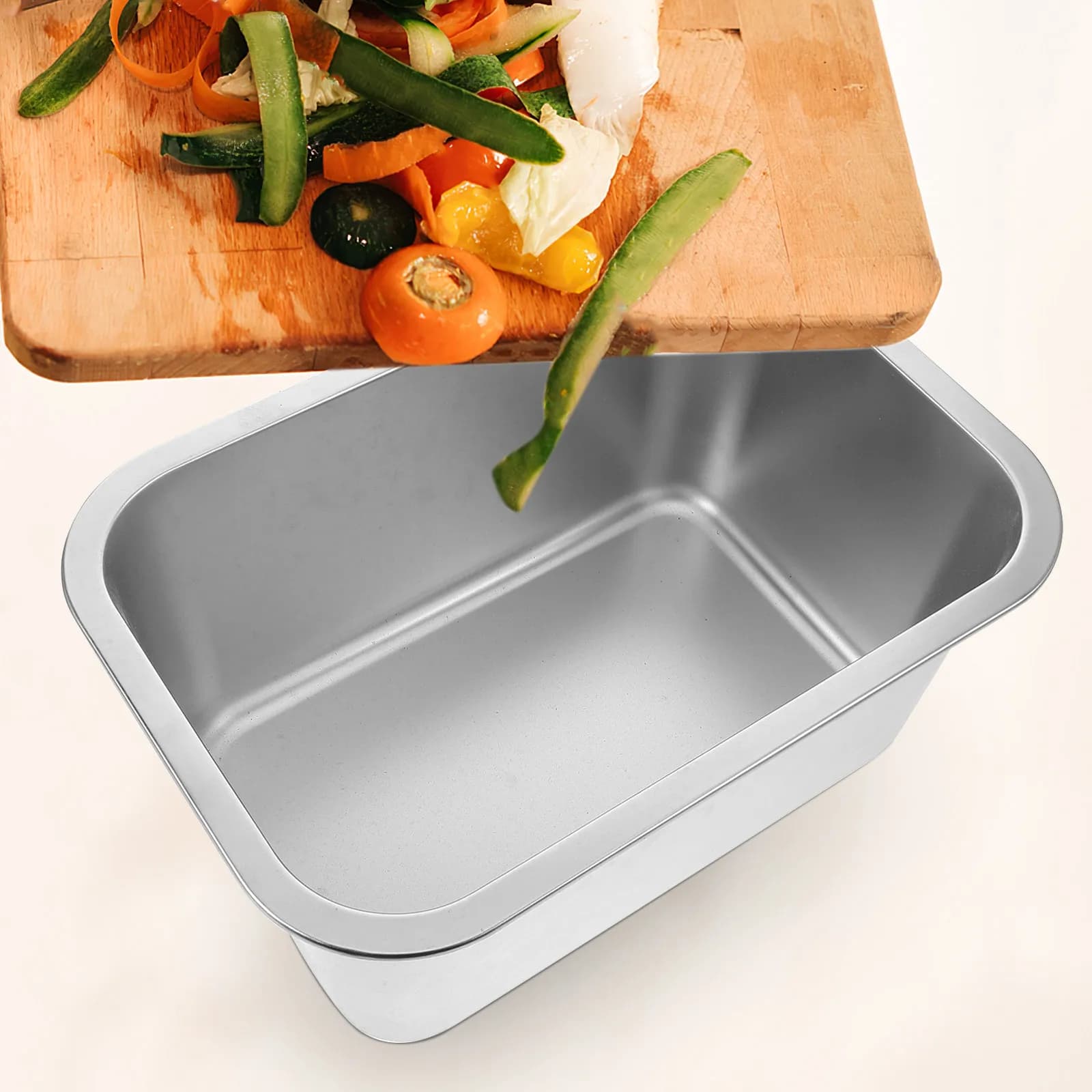 Contenitore per Compostaggio in Acciaio Inox da Cucina con Coperchio Ermetico Salvaspazio per Compostaggio Quotidiano