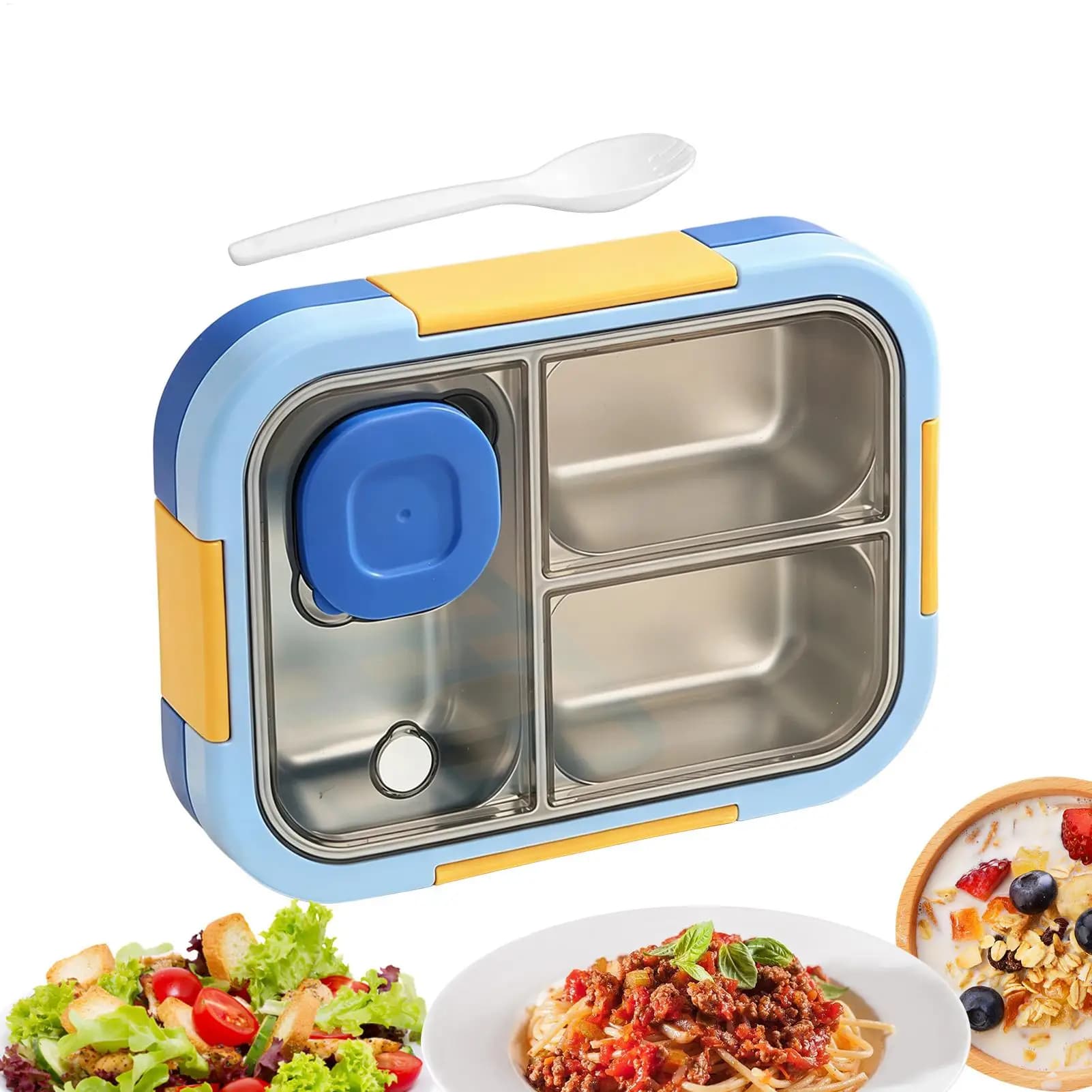 720ml Stainless Steel Bento Lunch Box, Leakproof Airtight Food Container with Sauce Cup, Portable Meal Prep Container for Adults
