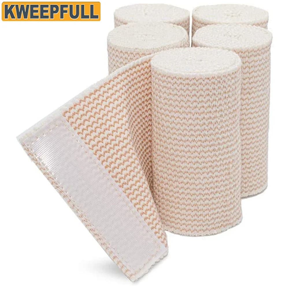 Fascia elastica in 1 rotolo-qualità Premium con chiusura automatica, rotoli di nastro sportivo atletico per distorsioni di caviglie, polsi, braccia, gambe