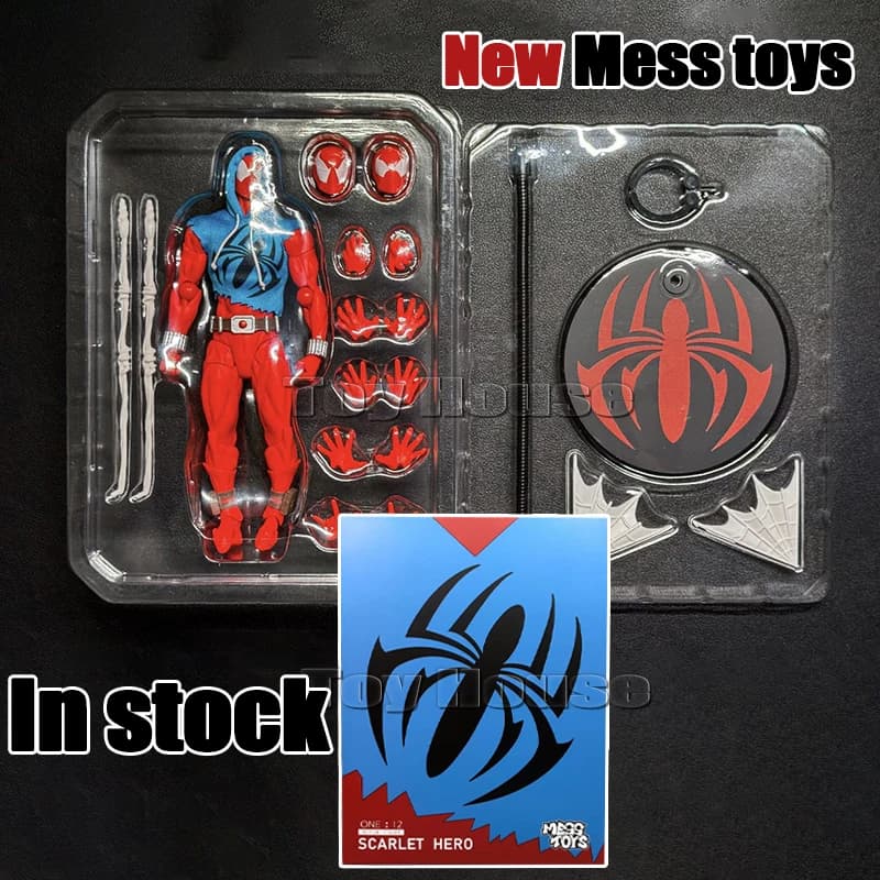 Action Figure Anime SHF 100% Mess Toys Spider-Man Rosso e Blu Ultimate Spider-Man Spider Peter Kaine Parker Modellino Giocattolo Regalo