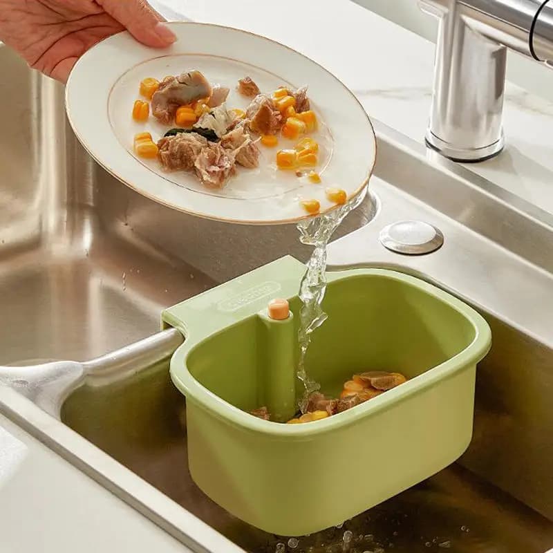 Cestello Scolapiatti da Appendere per Lavello, Filtro per Separazione Rifiuti Alimentari da Cucina, Cestello Scolapiatti a Pressione