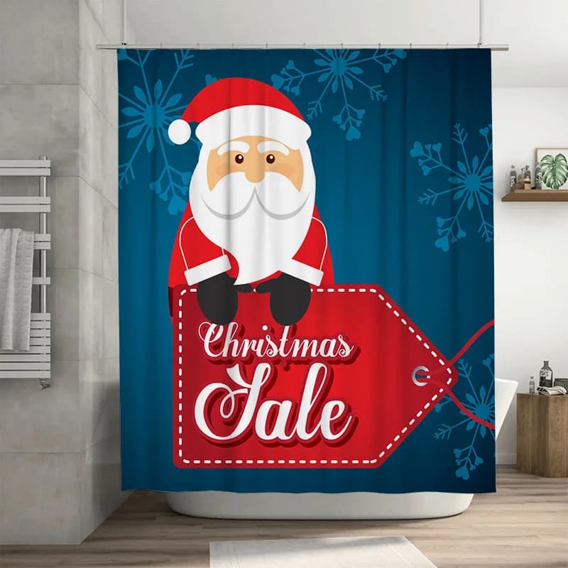 TU Tenda da doccia natalizia Decorazioni festive per le vacanze Set da bagno a tema invernale Sfondo modello natalizio impermeabile Decorazioni per la casa Regalo