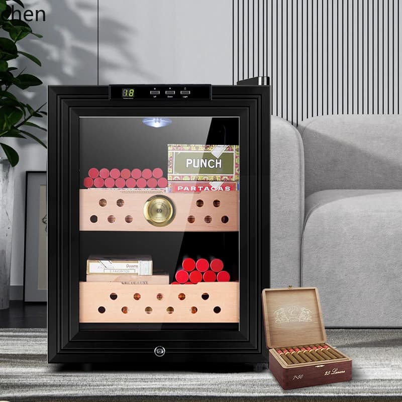 LXC temperature and humidity mini moisturizing cabinet electronic red wine cigar temperature control wet box cedar wooden frame