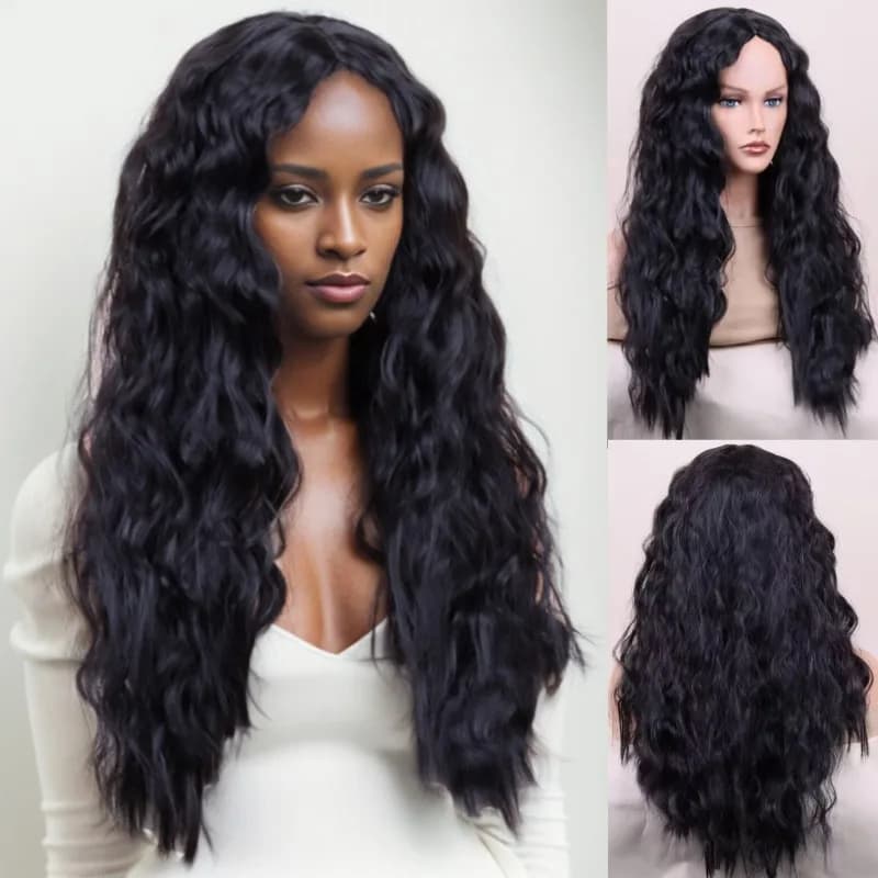 Ball Evening Dress Match Lady Wave Long Hair Cabaret Performance Headwear Corn Silk Wig Party African Woman Small Curly Hair