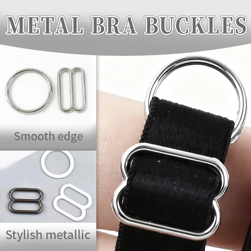 100 Set di Fibbie ad Anello in Metallo da 6-20mm, Chiusure Tri-Glide per Biancheria Intima, Fibbie Regolabili per Spalline di Bikini e Reggiseni, Accessori per Cucito