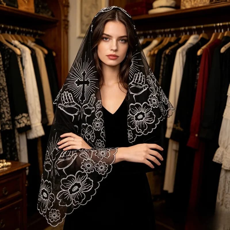New Best Selling Embroidered Headwrap Black White Silver Gold Colors Women's Head Scarf for Daily and Photoshoot