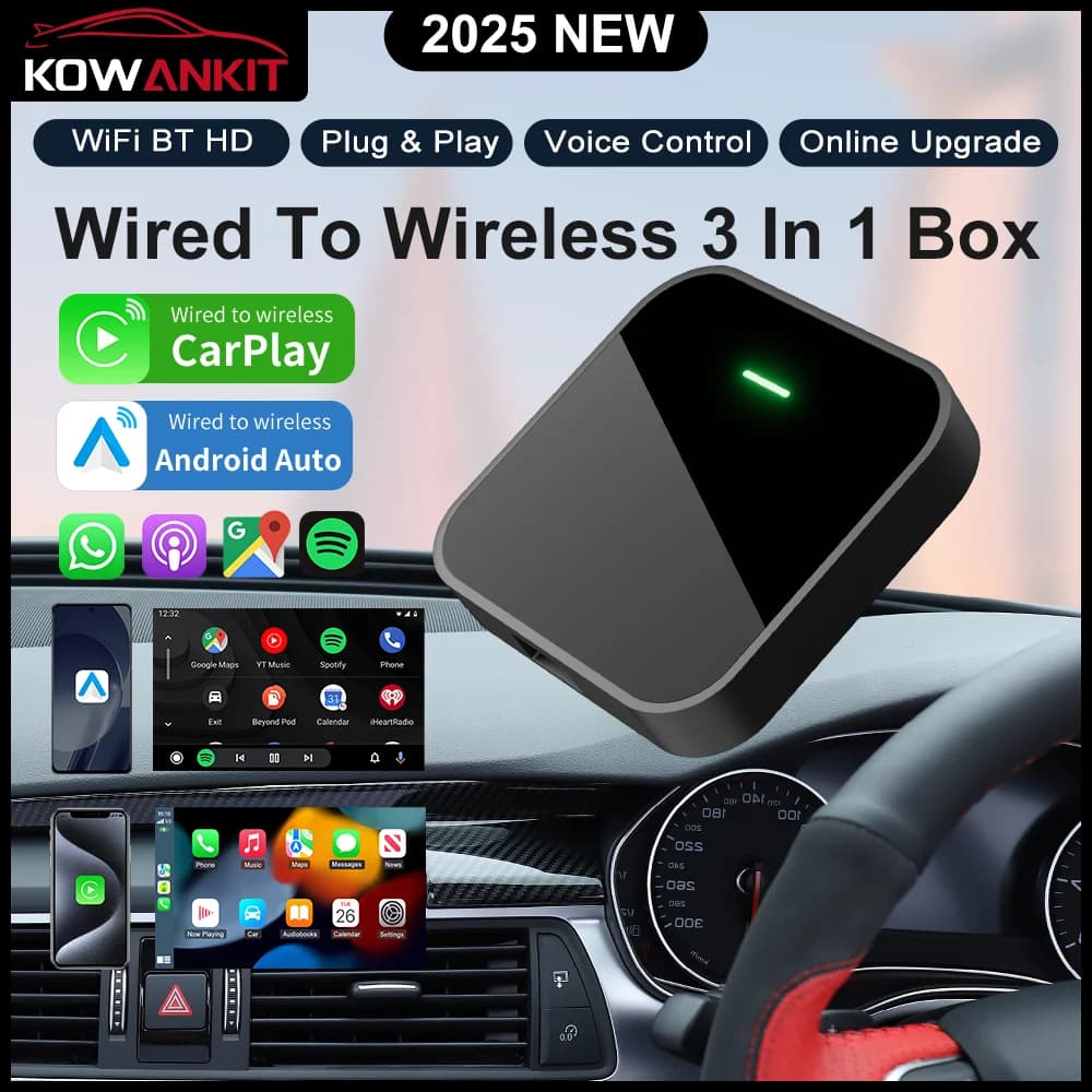 Dongle Wireless 2in1 Carplay e Android Auto 2026, Adattatore Smart Plug & Play WiFi Bluetooth per Auto dal 2016 in poi