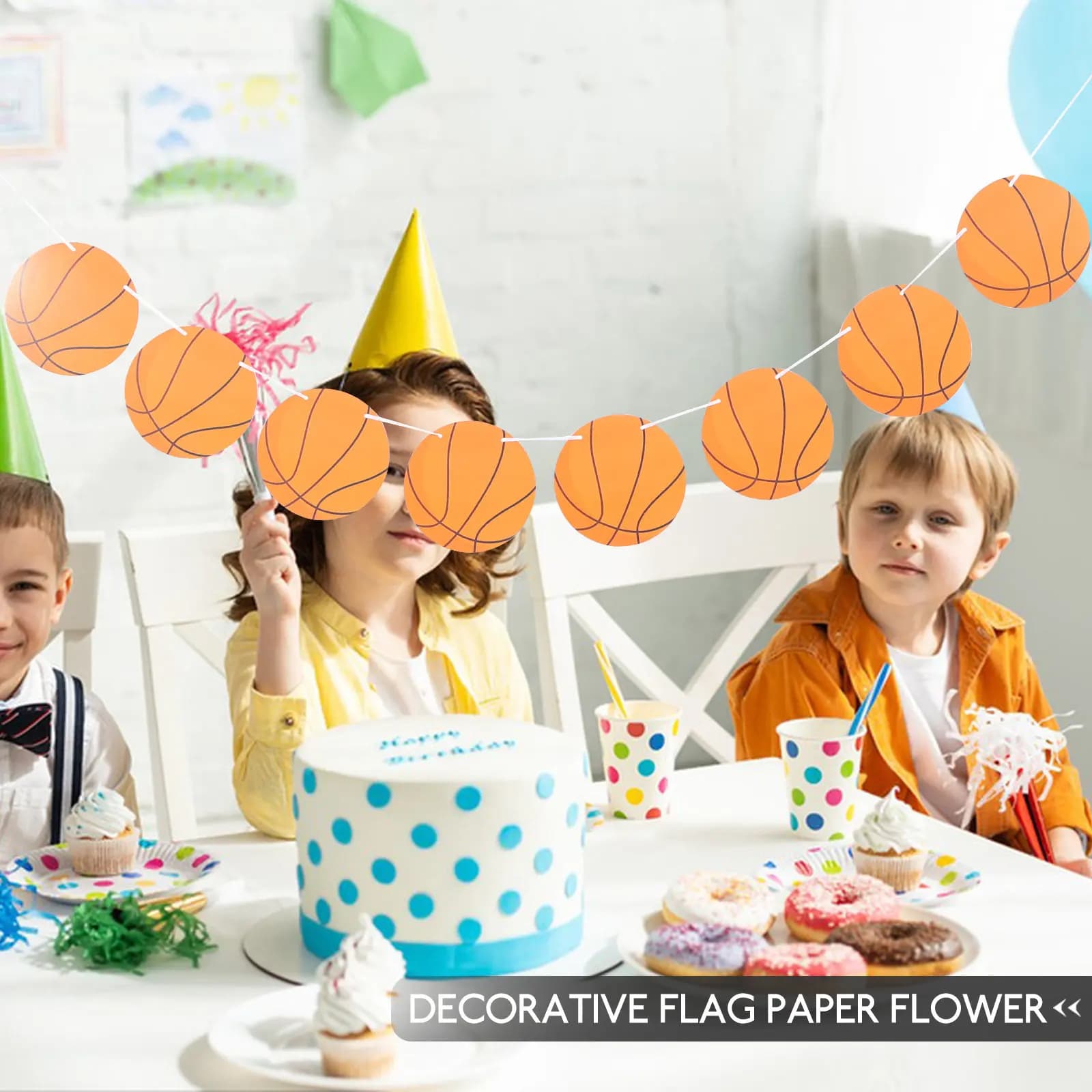 5Pcs Basketball Party Banner Fine Workmanship Birthday Decoration Hanging Supplies Basketball Theme Party Decorations Birthday