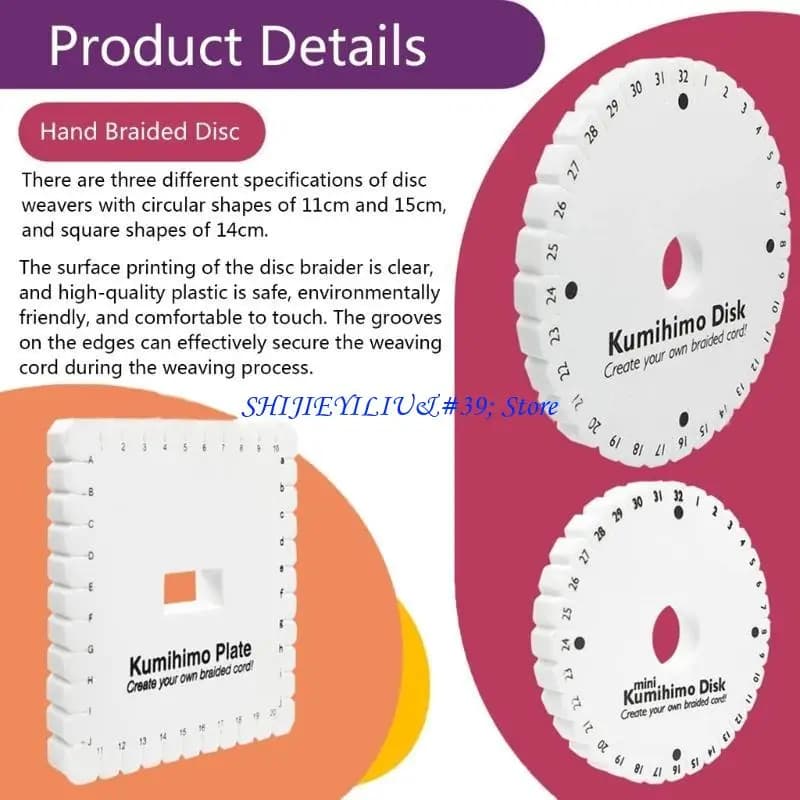 E21F Disc Beading Board Braiding Cord Bracelet Weaving Knitting Diy Rope Loom Disk