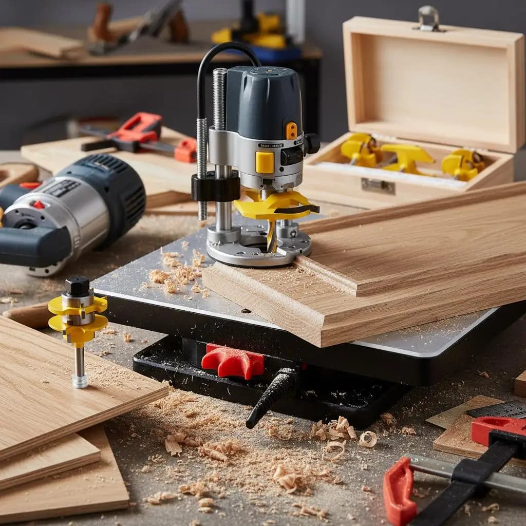Kit di frese in carburo con gambo da 1/4 di pollice per legno massello, MDF e compensato, set di 3 utensili per falegnameria con custodia in legno professionale