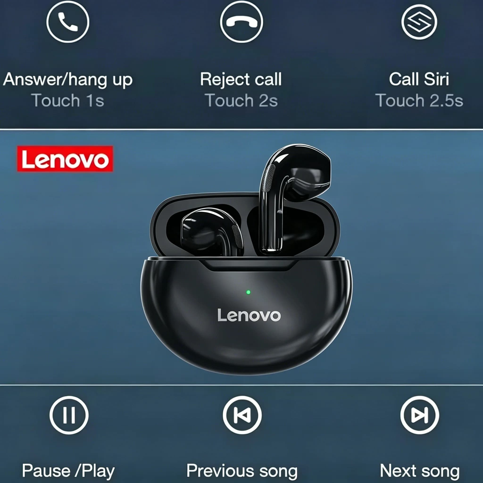 Lenovo HT38 TWS Bluetooth Earphone Mini Wireless Earbuds with Mic for iPhone Xiaomi Sport Waterproof 9D Stere Headphone Lenovo