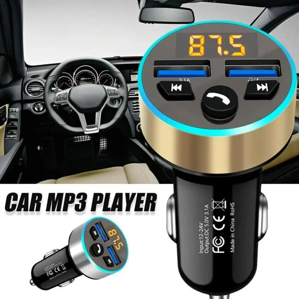 Caricabatterie per Auto con Trasmettitore FM Bluetooth, Modulatore Audio Wireless Bluetooth 5.0, Doppio USB, Lettore MP3, Radio per Auto, Vivavoce, Caricatore Rapido
