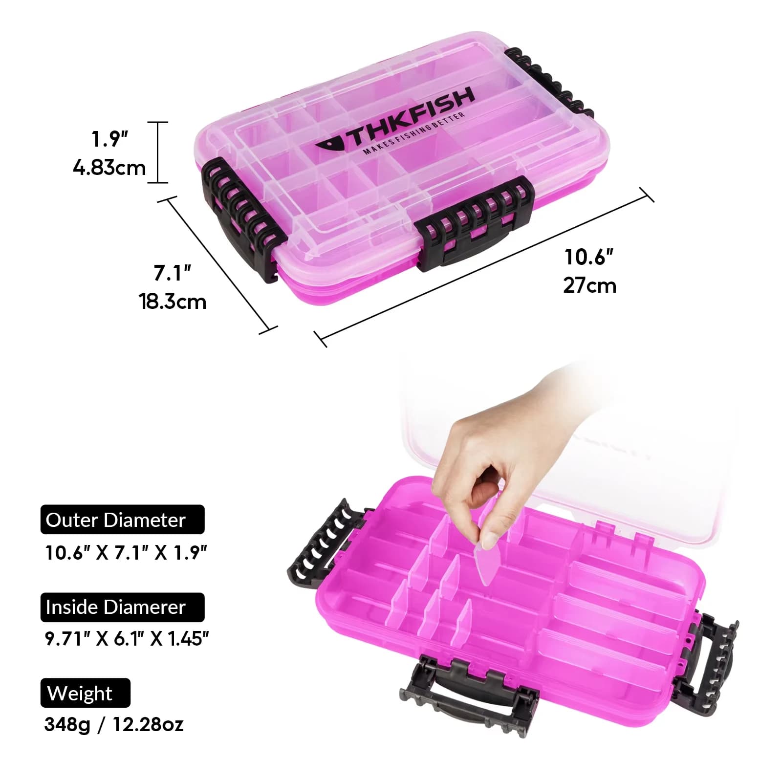 ABS plastic waterproof fishing bait box, fishing gear organizer, fishing accessories box (1 piece)