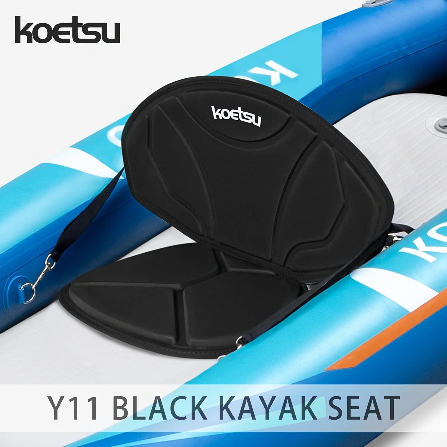KOETSU Y11 Supporto per Schienale Kayak in Tessuto Oxford Nero con Cinghie di Fissaggio Regolabili e Fibbia in Metallo per Kayak
