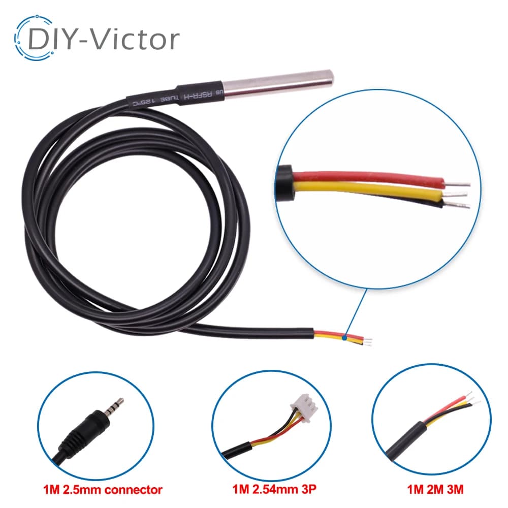 DS18B20 Stainless Steel Package 1/2/3 meters Temperature Probe Temperature Sensor 18b20 Waterproof Retail For Arduino