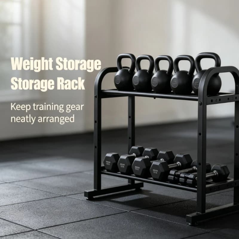 Heavy Duty Double Tier Kettlebell Rack Thickened Steel Home Gym Storage Organizer for 180lbs Weights Fitness Equipment
