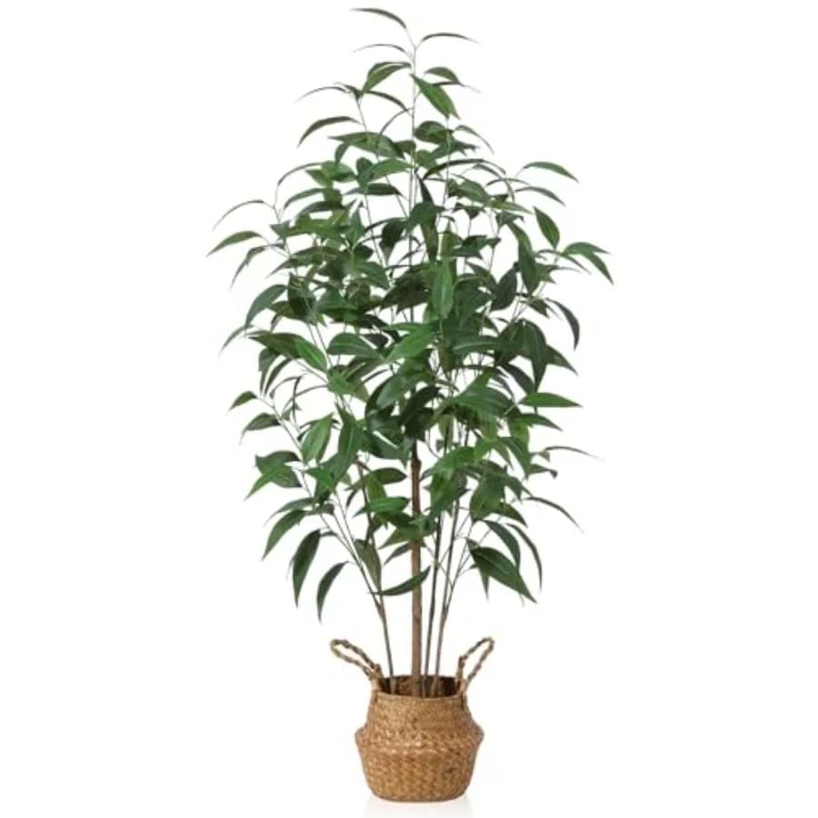 Albero di Eucalipto Artificiale in Vaso per Decorazione Casa e Ufficio, Piante Finte in Vaso, Alberi Artificiali Alti per Interni