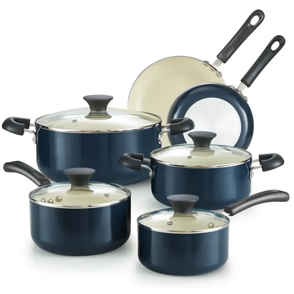 Set di Pentole e Padelle Antiaderenti, 10 Pezzi, Set di Utensili da Cucina in Ceramica, Set da Cucina Antiaderente con Casseruole, Padelle, Pentola Olandese