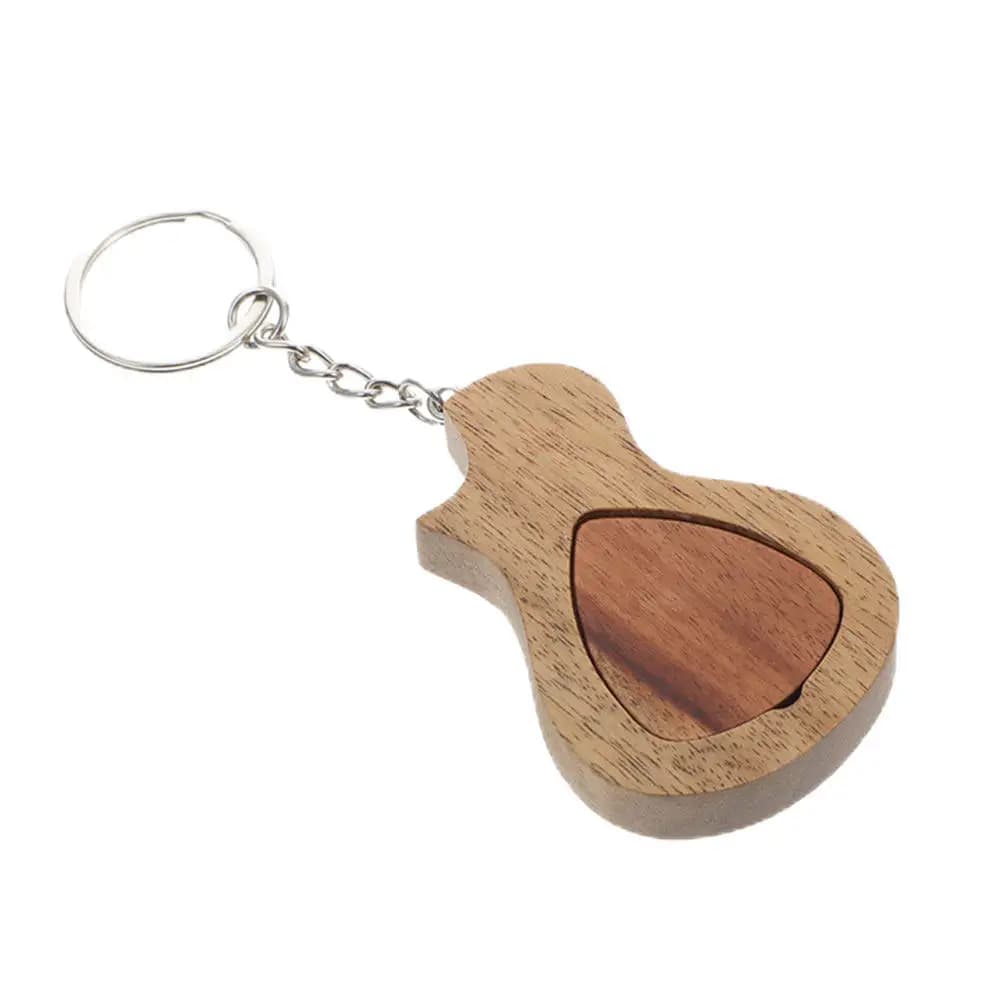 Set Portachiavi in Legno per Plettro Chitarra con Custodia Magnetica Portatile per Viaggi, Concerti, Regalo - Porta Plettri Chitarra