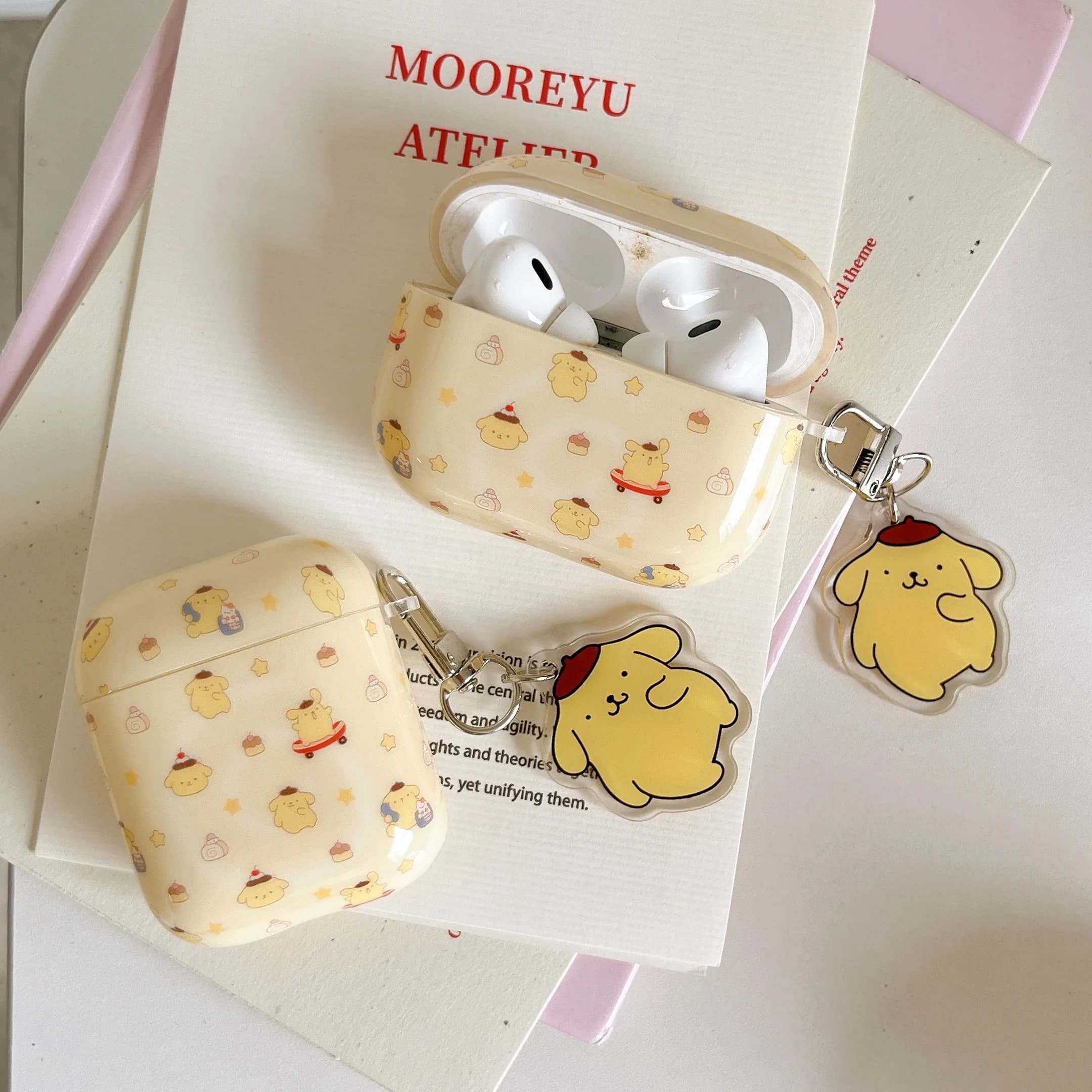 Cartoon Cute For Pom Pom Purin Earphone Case For AirPods 4/1/2/3/Pro2/Pro3 Anti-drop Shockproof Protective Cover For Women Girls