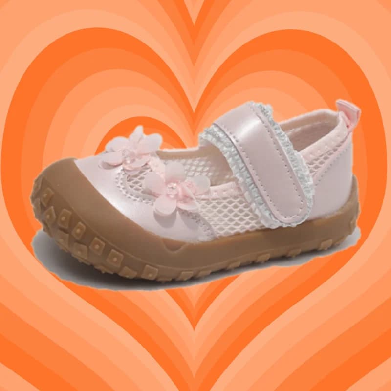 Scarpe Mary Jane per Bambine con Suola Morbida Antiscivolo, Design Floreale con Chiusura a Strappo, Scarpe Casual da Passeggio per Bambini