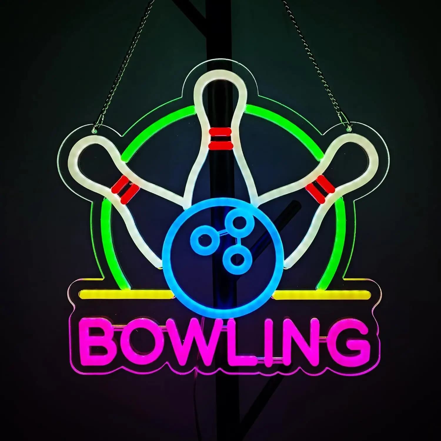 Insegne al Neon per Bowling Alimentate via USB, Luci LED Dimmerabili per Sale da Bowling, Bar, Club, Camere da Letto, Sale Giochi, Decorazioni e Regali di Compleanno