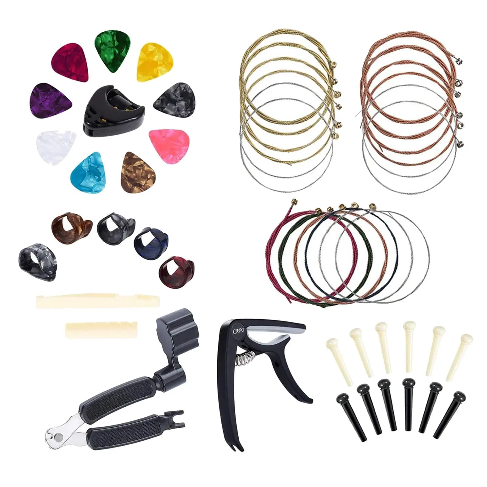 49 parti di accessori per la manutenzione della chitarra, plettri per corde di chitarra, sintonizzatore, osso