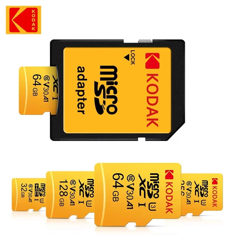 Scheda Micro SD originale al 100% Kodak Scheda di memoria da 128 GB Classe 10 Scheda Flash da 64 GB Scheda di memoria Flash da 32 GB V30 U3 per registratore di guida