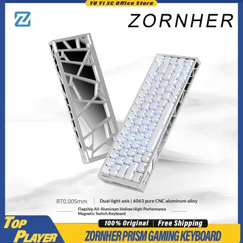 Tastiera da Gaming ZORNHER ZH68 HE con Switch Magnetici, Alte Prestazioni, in Alluminio Forato, Personalizzabile con Schiuma Poron per Giocatori di Esports