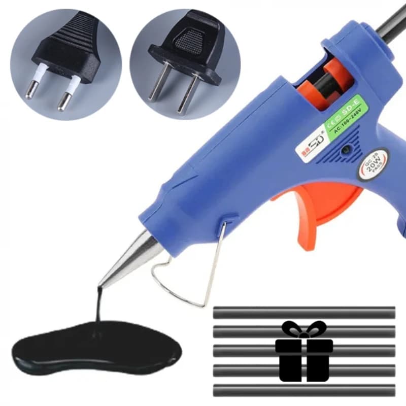 Pistola per colla a caldo da 20 W con 5 bastoncini di colla Fai da te Riparazione rapida Pistola per colla a riscaldamento rapido per auto Mini pistola per colla per riparazione ammaccature carrozzerie