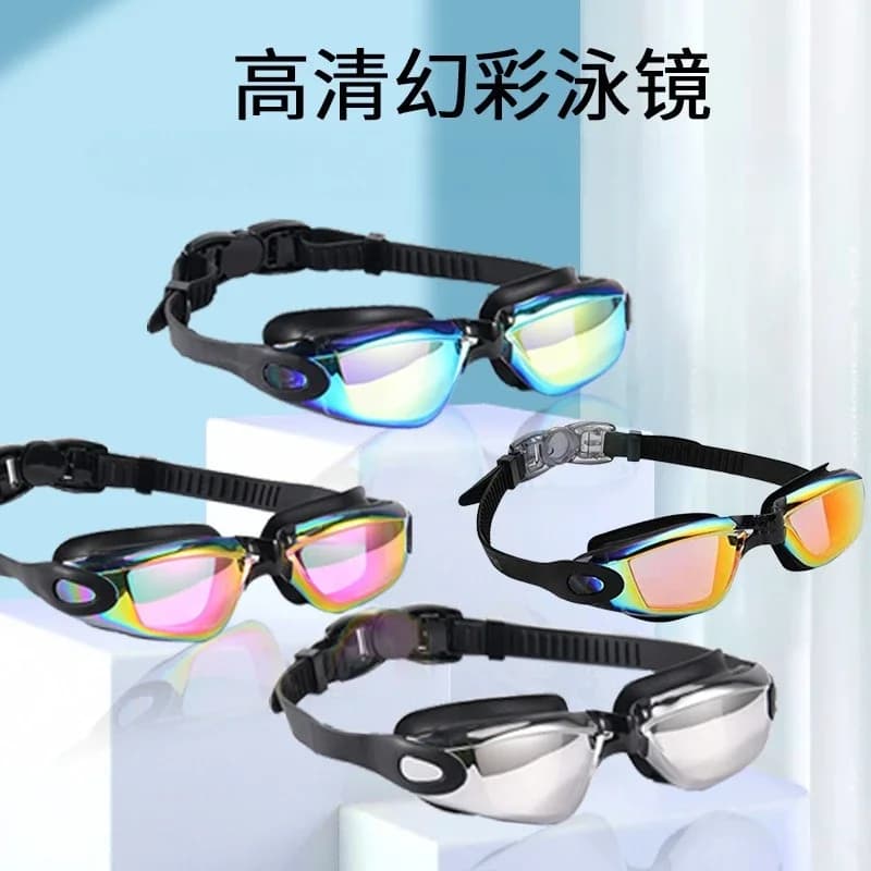 Occhialini da nuoto per adulti antiappannamento, protezione occhi ad alta definizione, occhialini in silicone elettroplaccati, set per nuoto per miopia